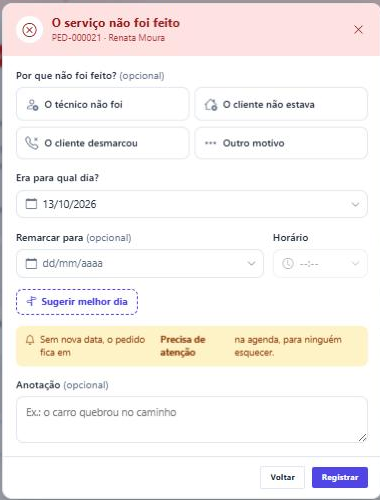 Janela O serviço não foi feito