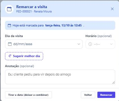 Janela Remarcar a visita