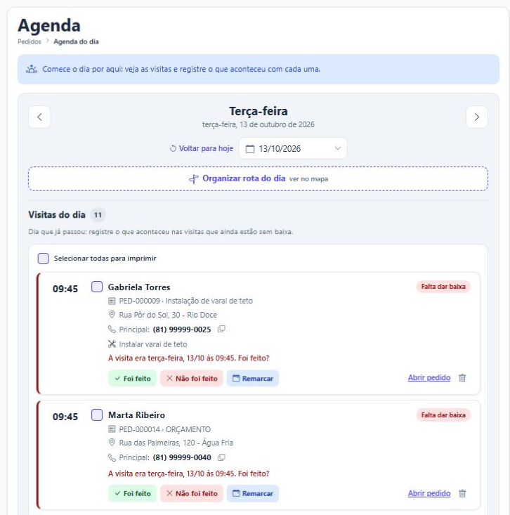 Agenda do dia
