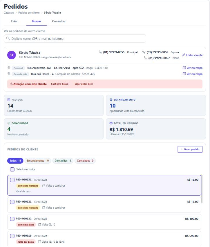 Pedidos de um cliente