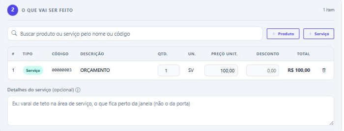 Itens do pedido