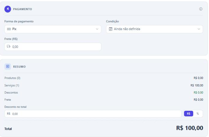 Pagamento e resumo do pedido