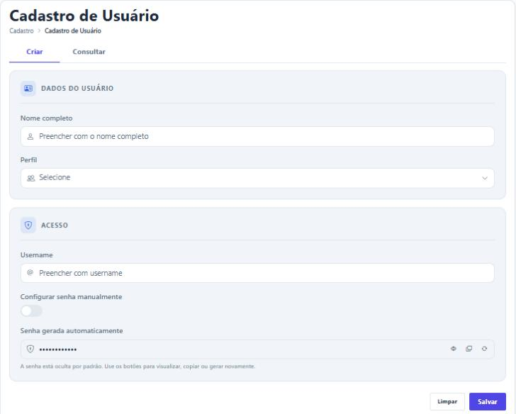 Formulário de usuário